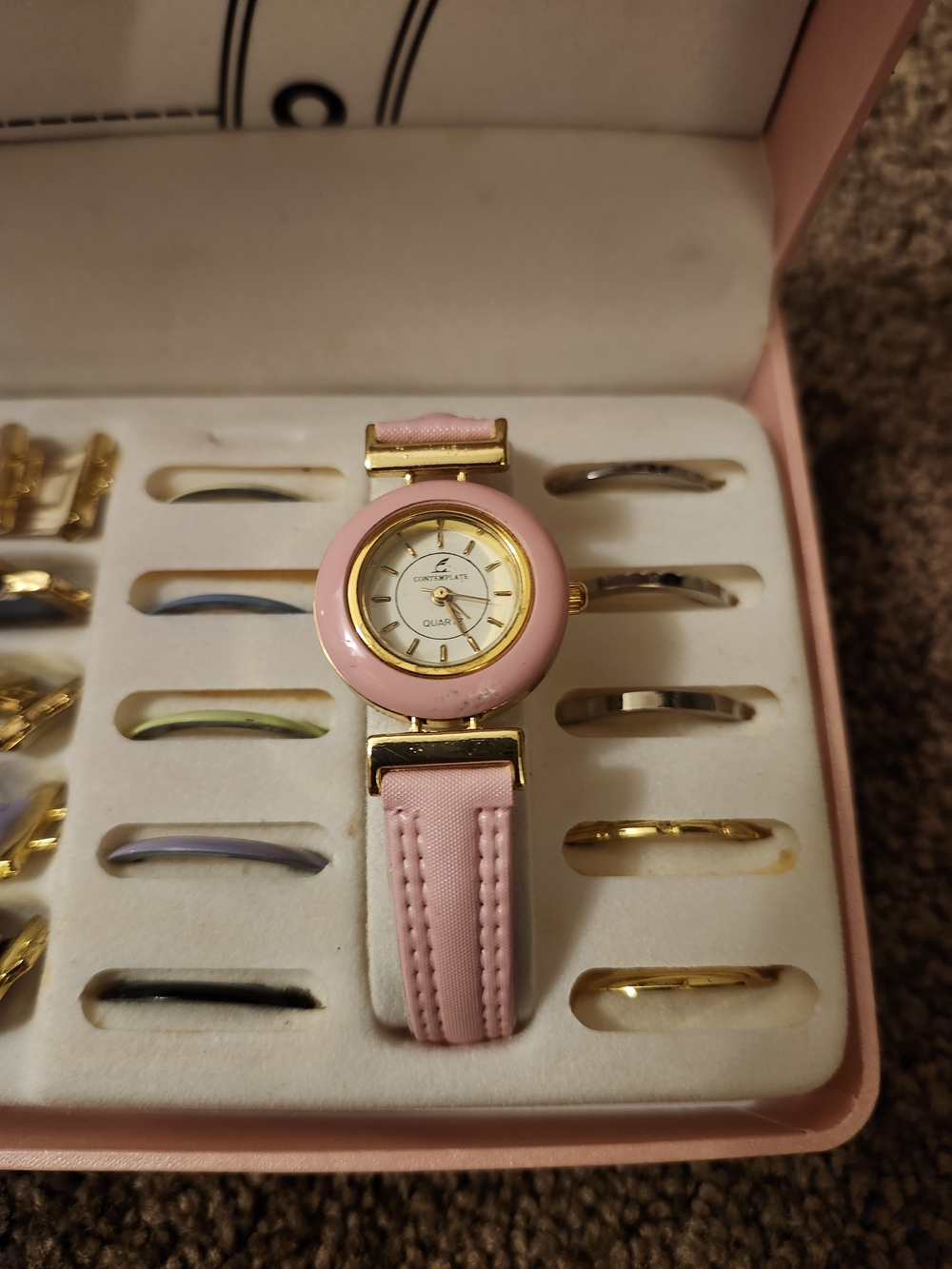 Vintage 80's Contemplate Women's Interchangeable Pink Watch Set - Picture 5 of 10